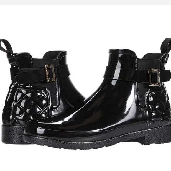 Hunter black quilted short rainboots - Picture 1 of 5
